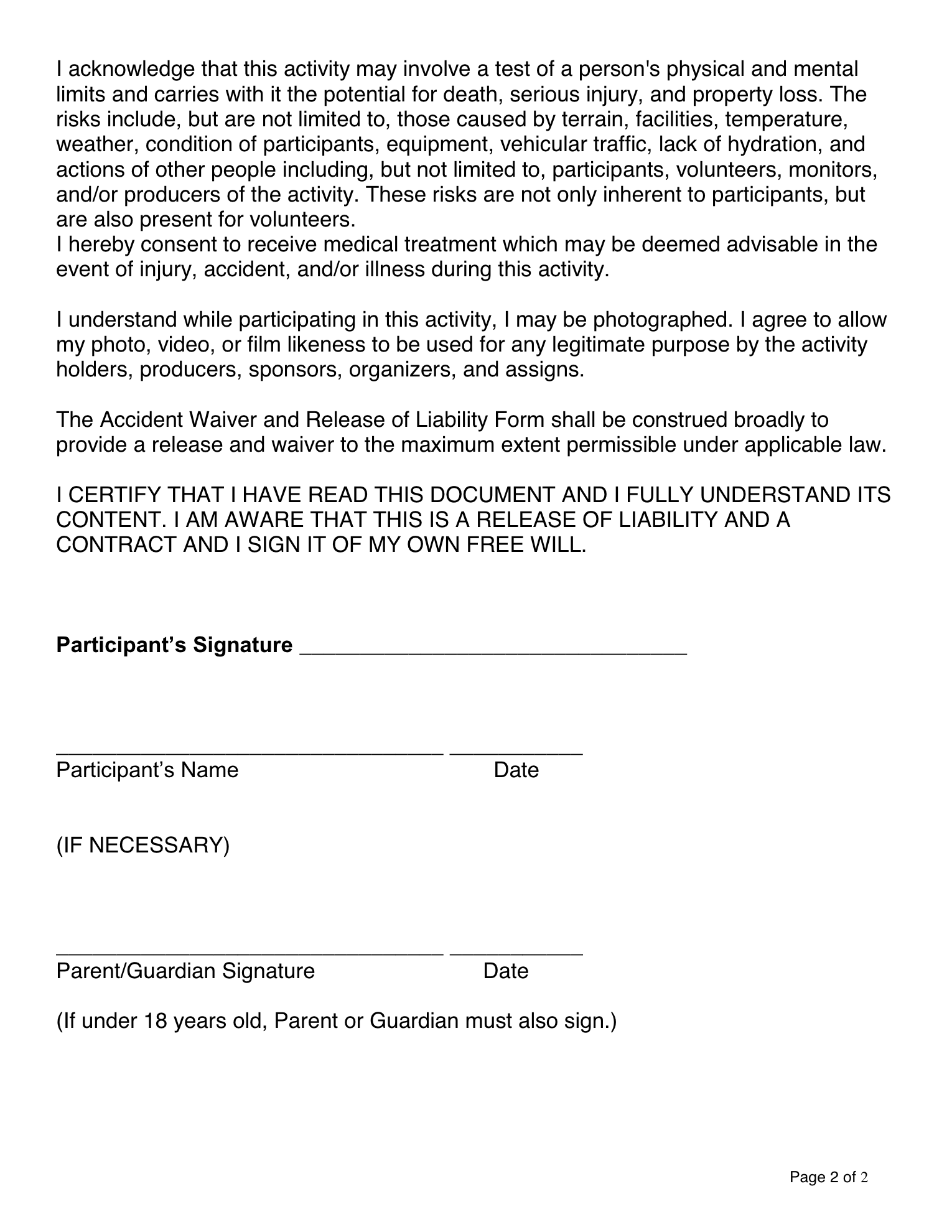 Waiver Page 2